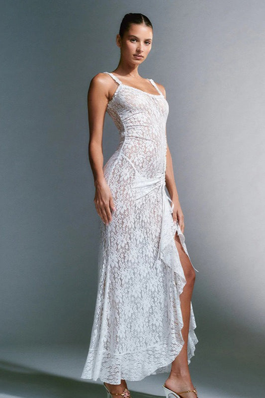 Backless Lace Bodycon Maxi Dress