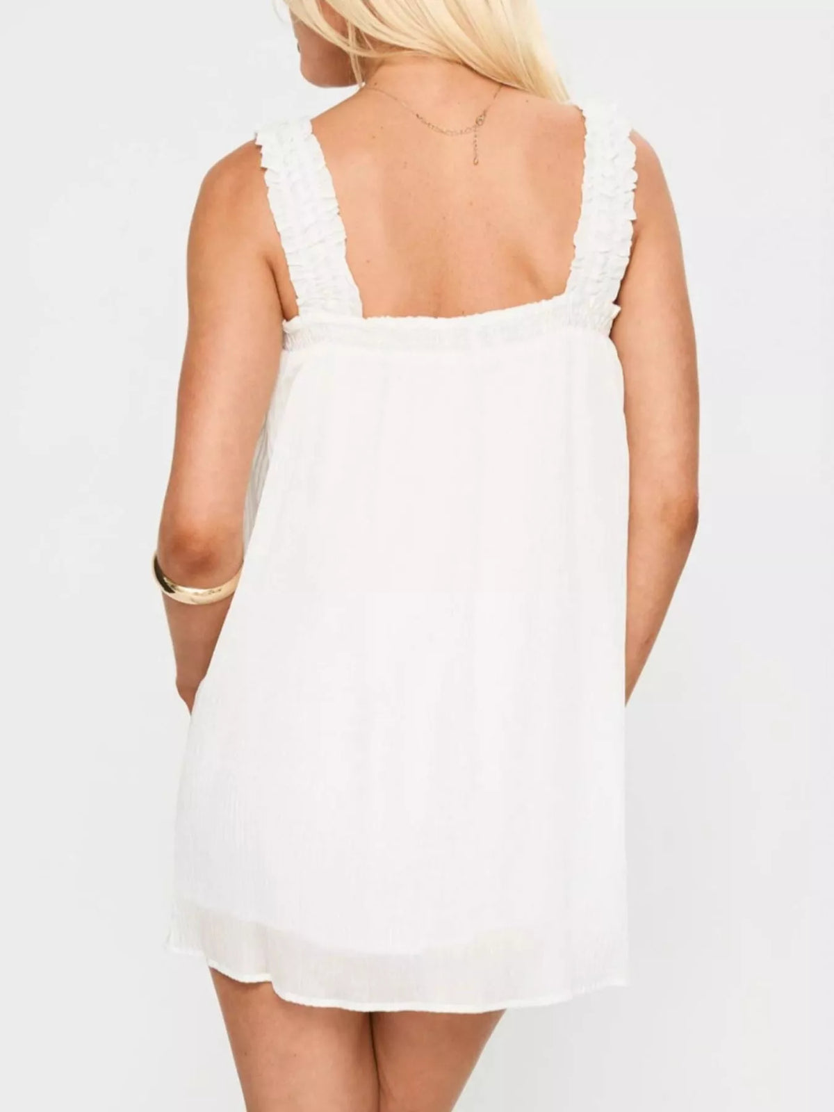 Frill Strap Square Neck Bow Tie Front Swing Mini Dress 4