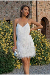 Chic Tassel Sequin Feather Patchwork Cami Sequin Dress 3