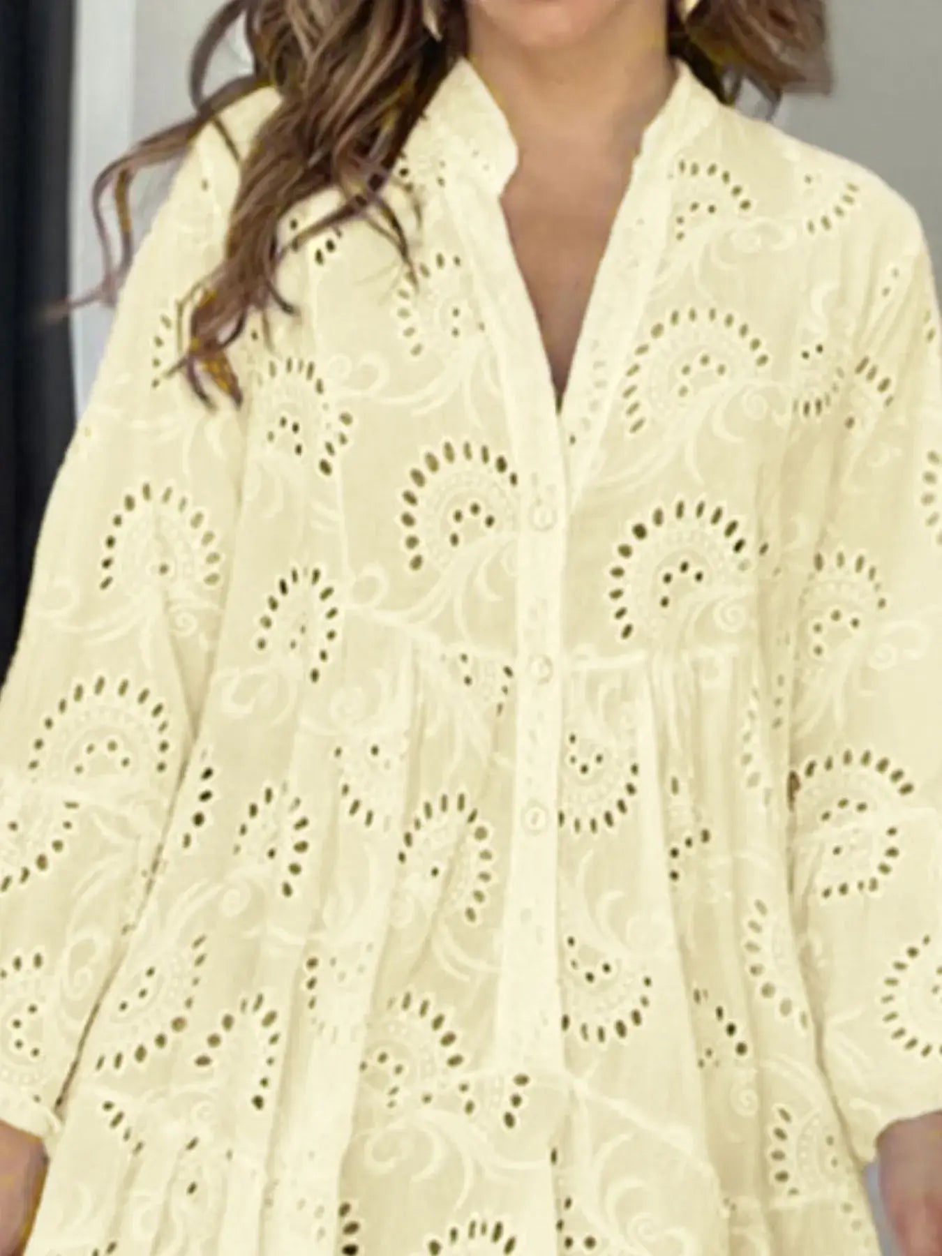 Full Size Eyelet Ruffled Hem Tiered Dress Plus Size