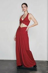 Hollow Out Patchwork Maxi Knit Set