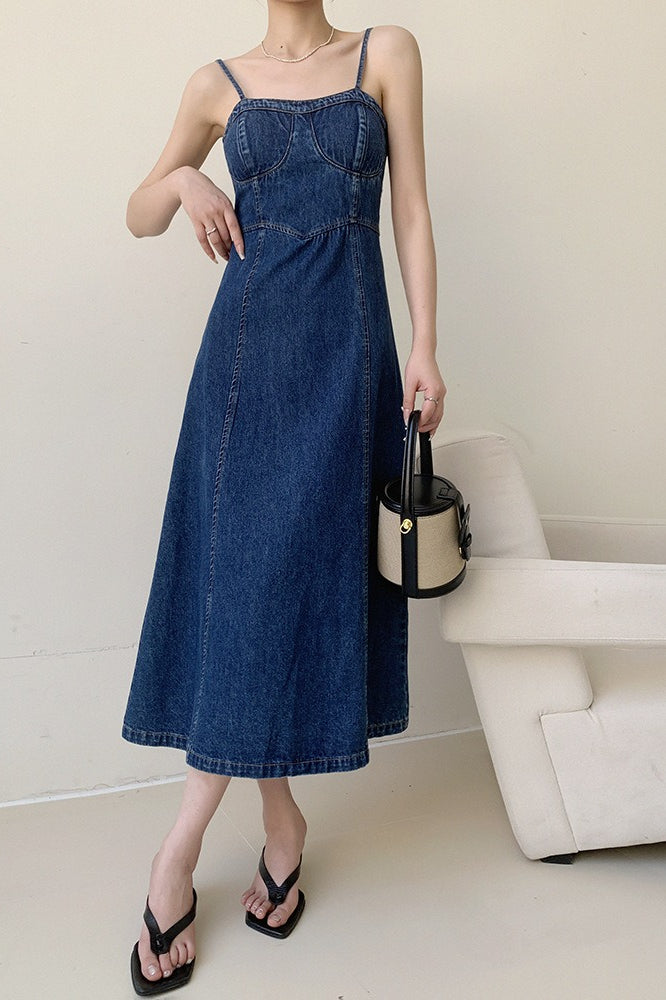 Shaped Fit Maxi Denim Dress