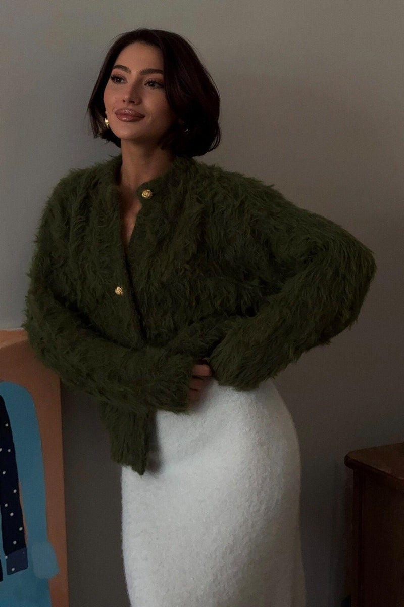 Heavyweight Plush Faux Fur Relaxed Cardigan