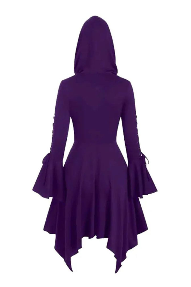 Halloween Party Cosplay Women Costume Medieval Cloak Hooded  Gothic Vintage Dress