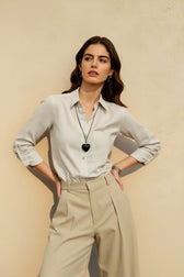 Pure Linen Casual Button Down Blouse