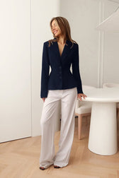 Office Elegance Pleated Waist Blazer