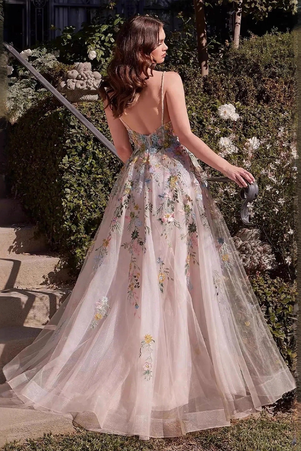 Embellished Spaghetti Strap Ball Gown Prom Dress