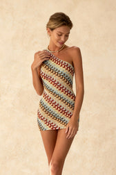 Irregular Knit One Shoulder Mini Dress