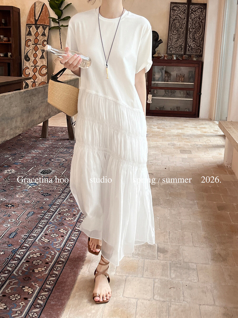 Short Sleeve Tiered Mesh A-Line Maxi Dress 12