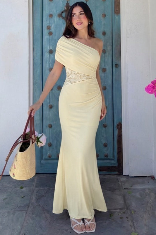Off-Shoulder Lace Ruched Bodycon Lace Dress