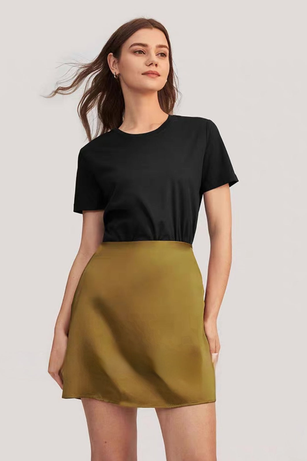 Satin Bias Cut A Line Mini Skirt