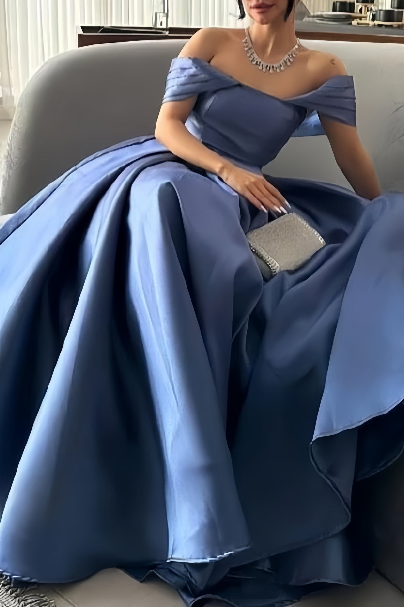 Off-the-Shoulder Satin Dress