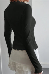 Retro Sheer Lace Long Sleeve Top