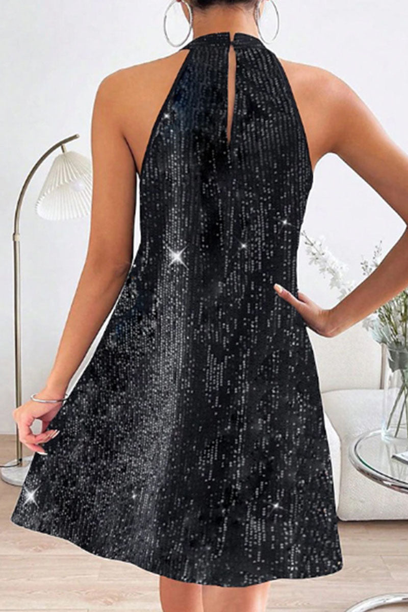 Halter Off Shoulder Sexy Sequined Dress