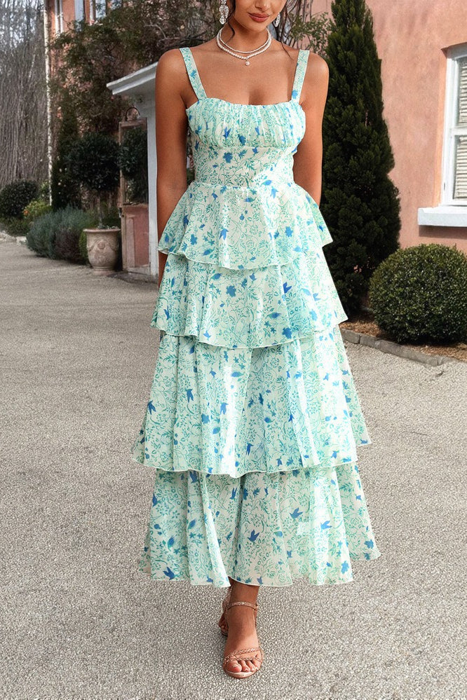 Chiffon Strap Maxi Floral Dress 8