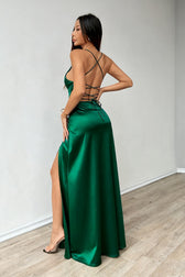 Elegant Strapless Slip Maxi Silk Dress - View 13