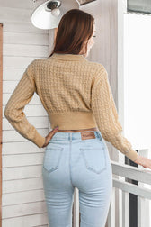 Long Sweater Round Cropped Arm With Neck