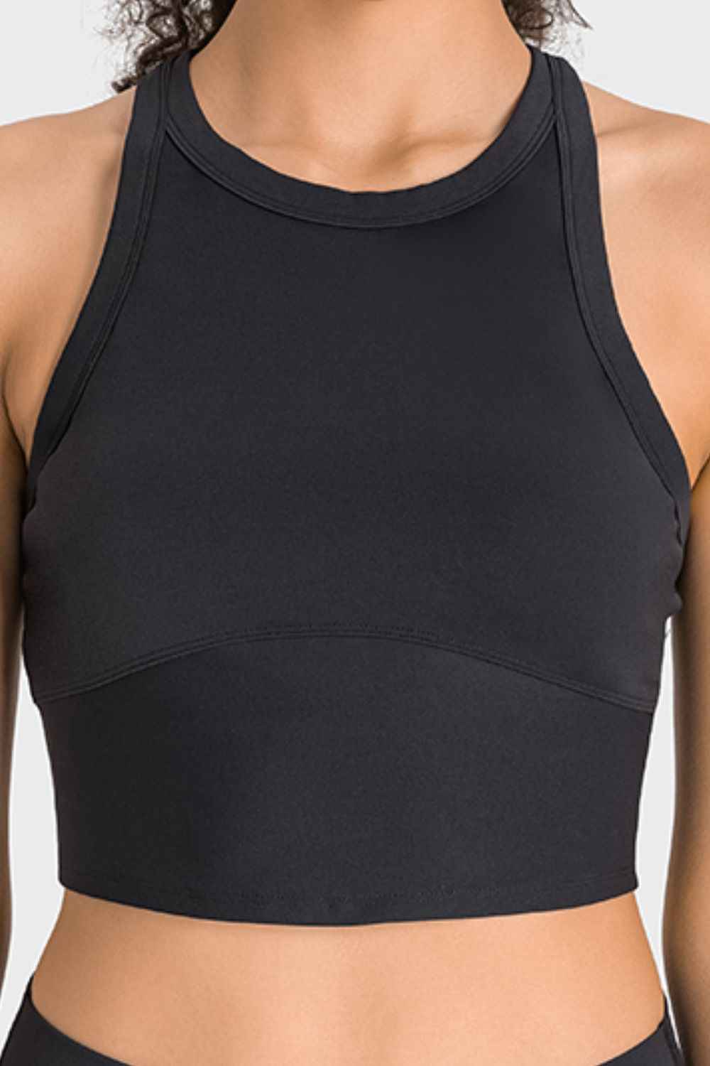High Neck Seam Detail Cropped Sports Tank Top 10