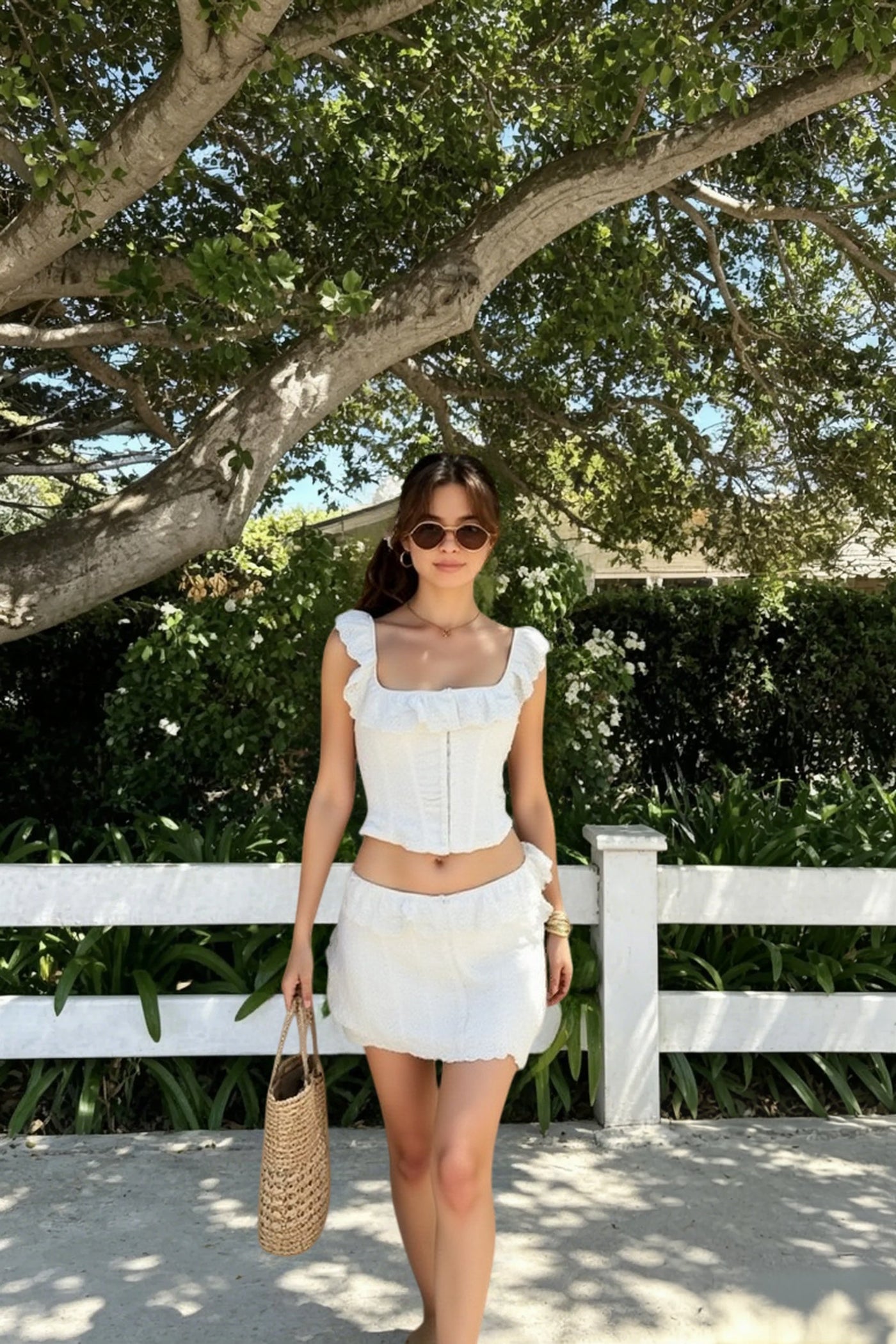 Lace-Up Corset Crop Cami Top