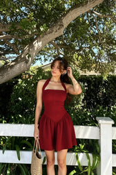 Low-Back Ruffle Mini Party Dress