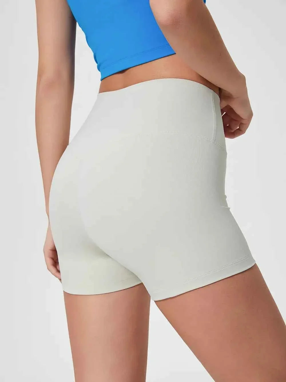 Wide Waistband High Waist Fitted Stretch Active Shorts 14