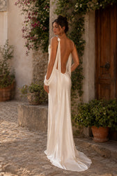Deep Open Back Handmade Floral Evening Slip Dress