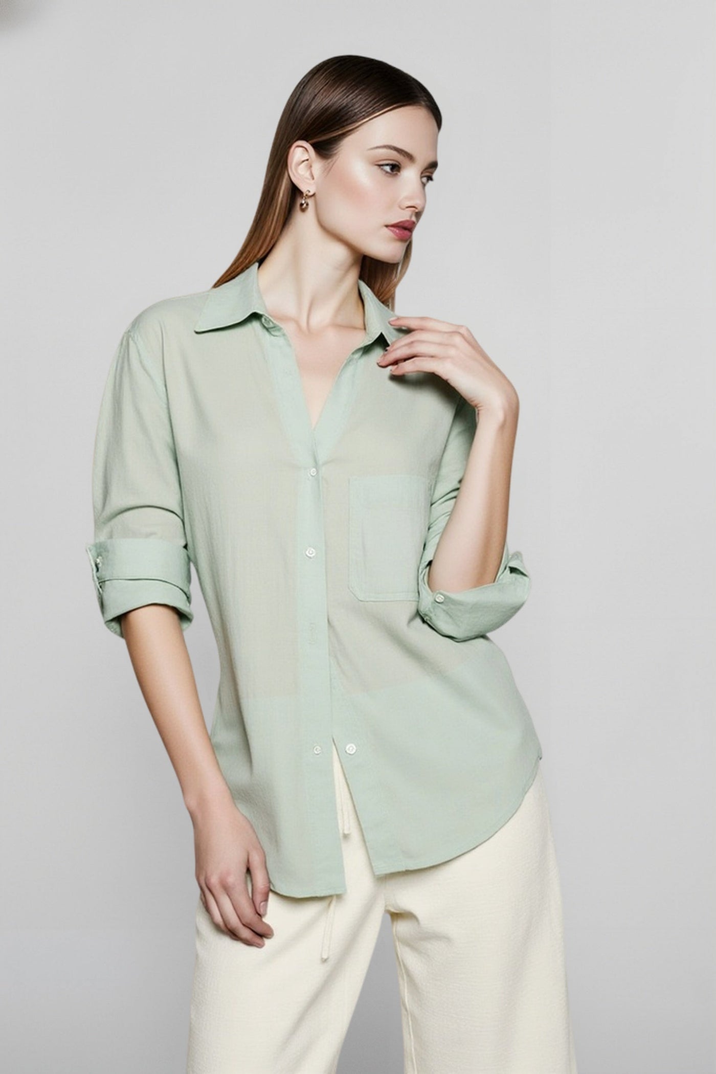 Linen V Neck Relaxed Blouse