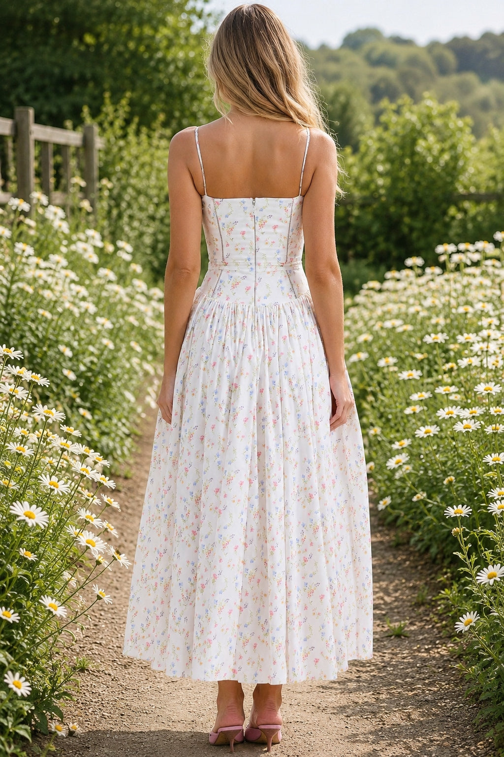 Ditsy Floral Slim Fit Slip Dress