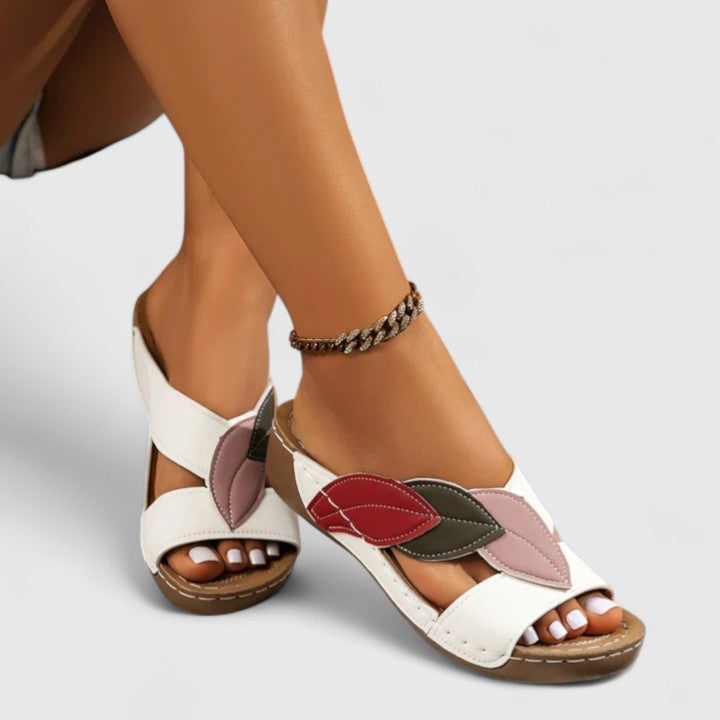 Open Toe Cross Strap Low Wedge Slide Sandals