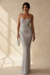Sequin Diamond Bodycon Maxi Dress