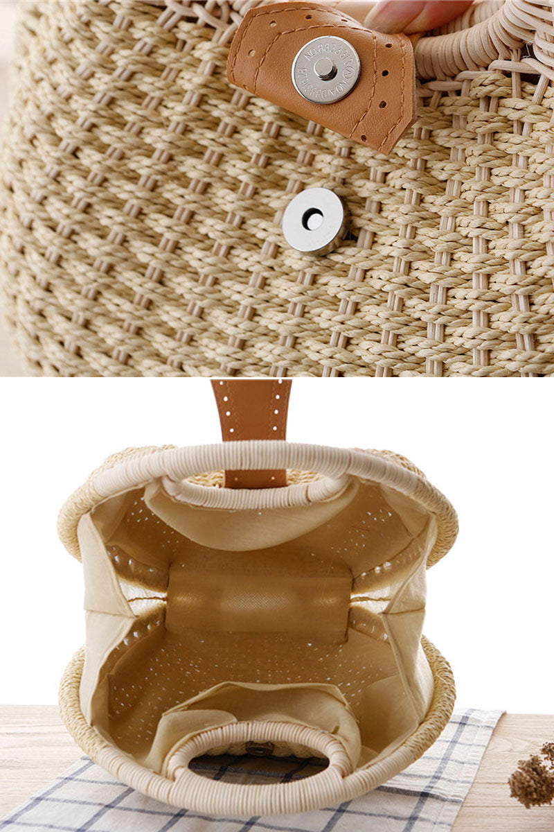 Cute Shell Shape Woven Straw Beach Handbag