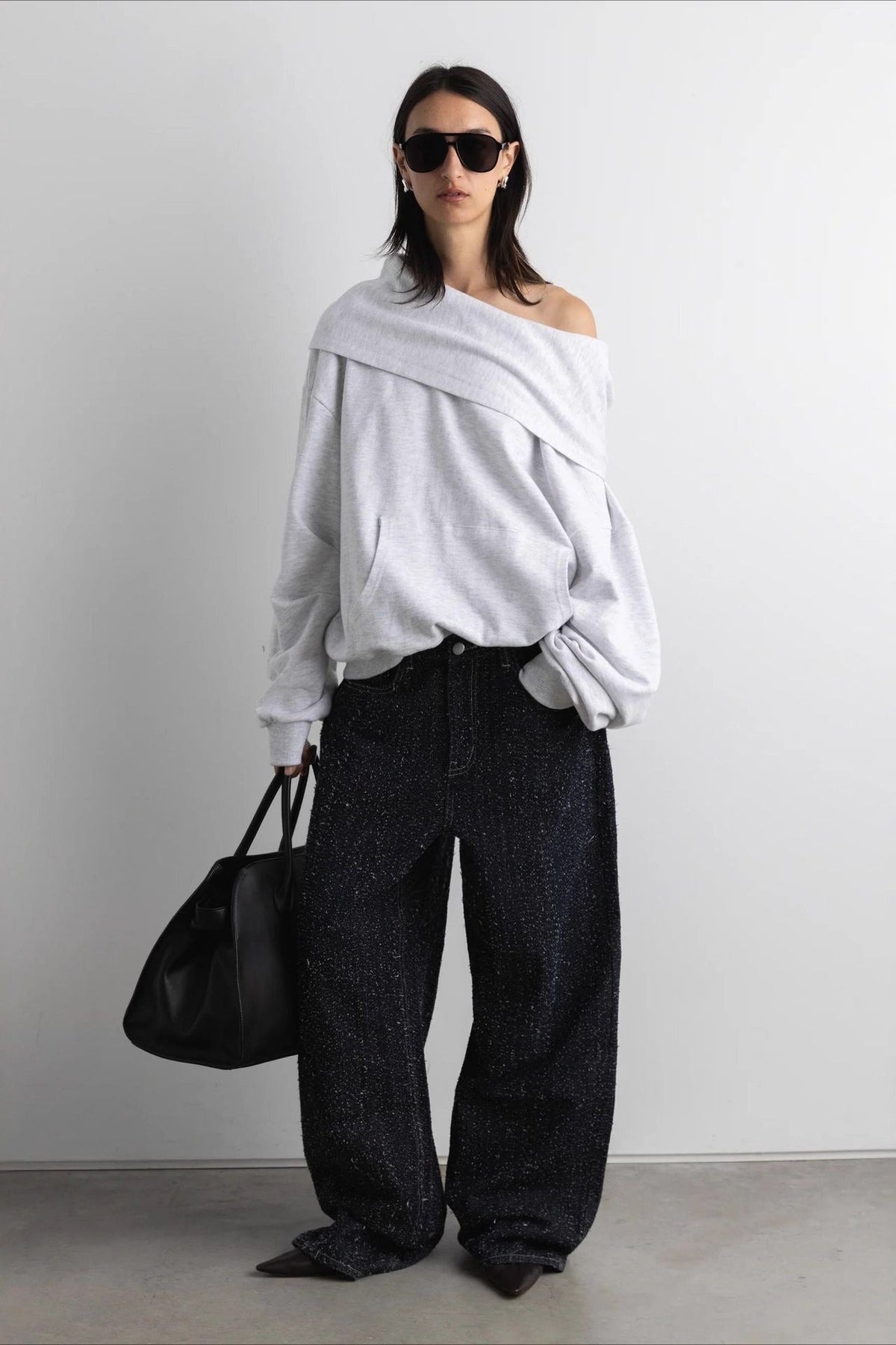 Oversized Cowl Hood Drop Shoulder Pullover Hoodie 3