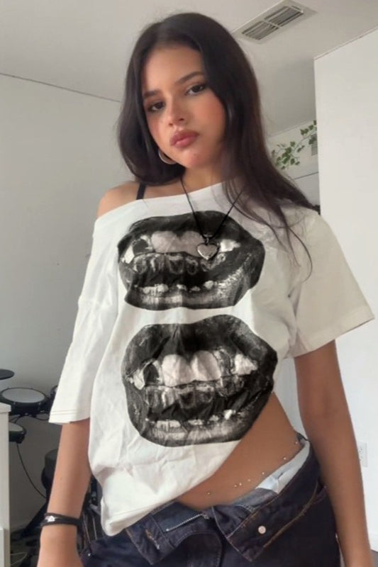 Edgy Graphic Slouchy Tee T-Shirt