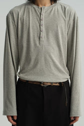 Henley Neck Soft Comfortable Long Sleeve Tee