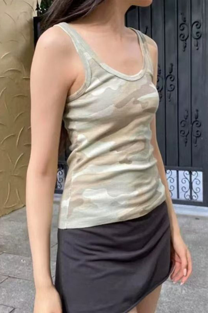 Camo Print Racerback Tank Top