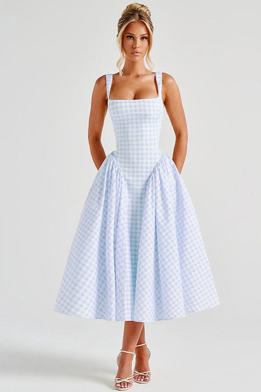 Gingham Backless Slip Birthday Dress