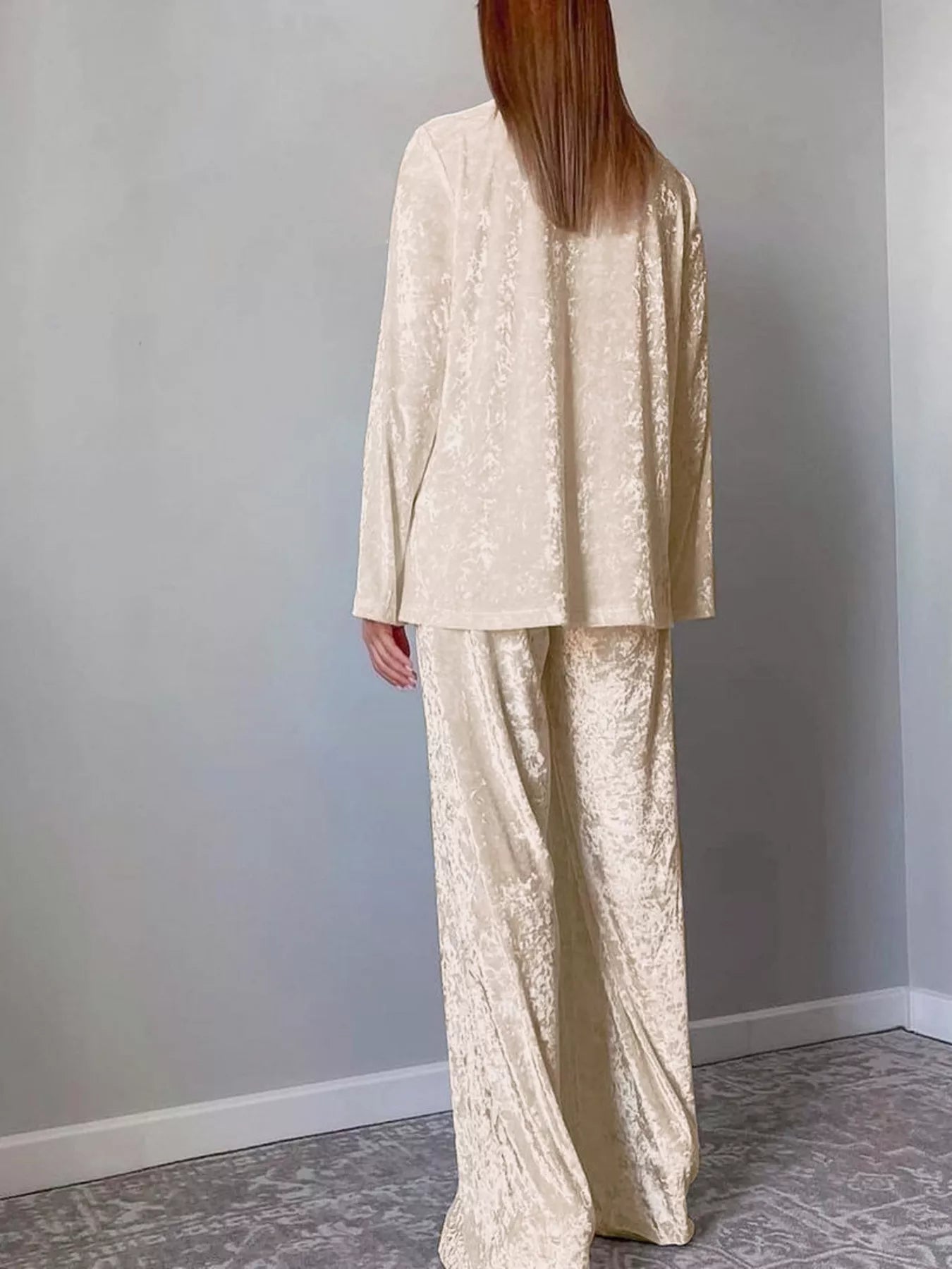 Velvet Long Sleeve Top and Pants Lounge Set