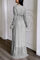 Long Sleeve Knitted Maxi Wrap Dress