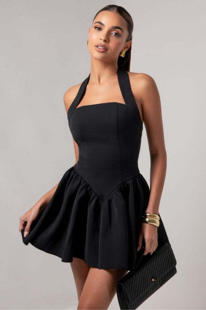 LowBack Ruffle Mini Party Dress