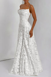 Jacquard Cami Backless Maxi Lace Dress 6