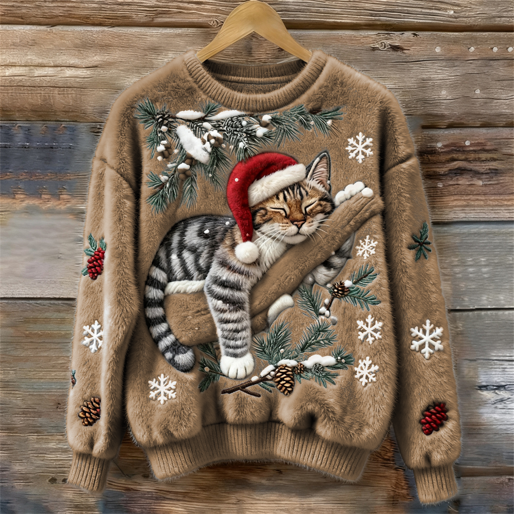 Women’s Sweater | Festive Cat Print