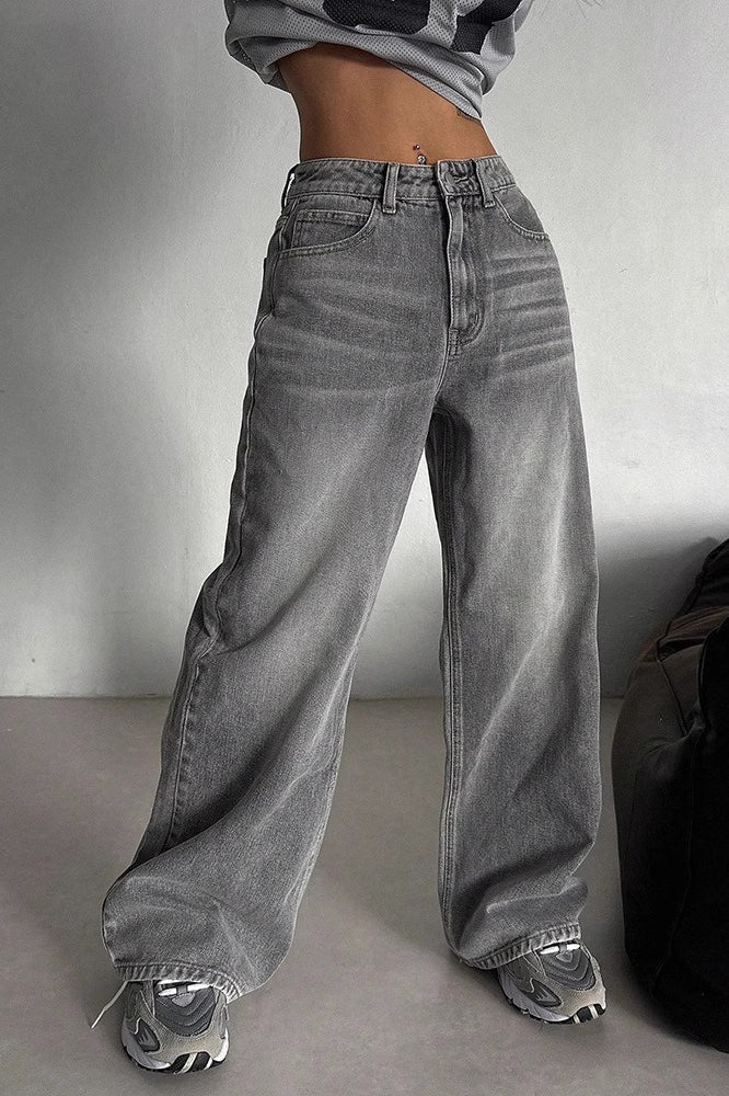 Casual Vintage High Waist Relaxed Straight Jeans