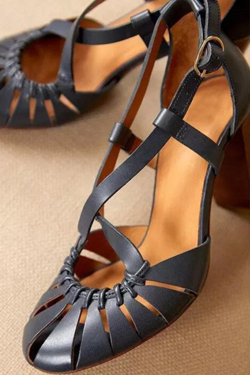 Multi Cross Strap Chunky High Heel Sandals