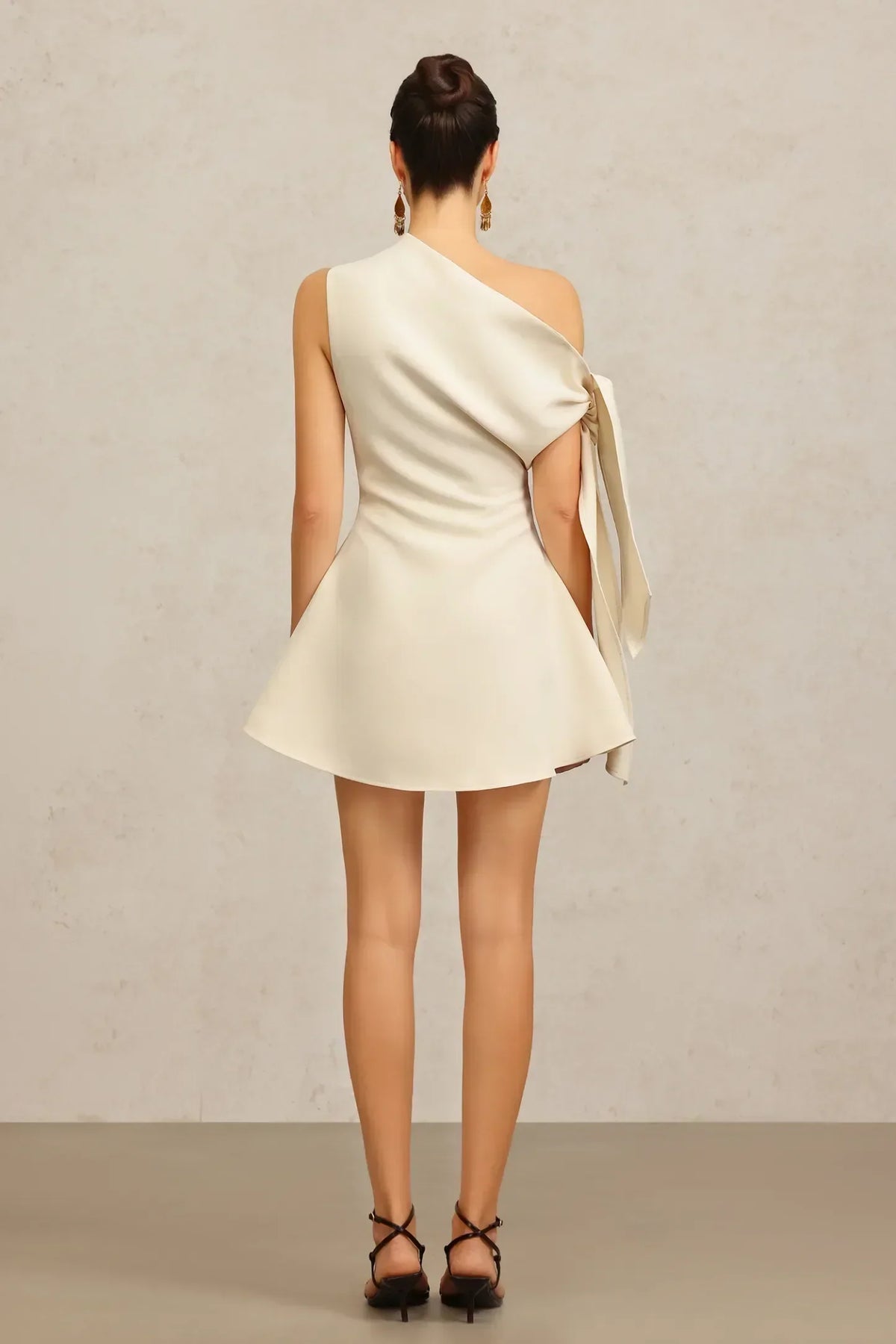 Asymmetric One Shoulder Draped Cape Sleeve A-Line Mini Dress 5
