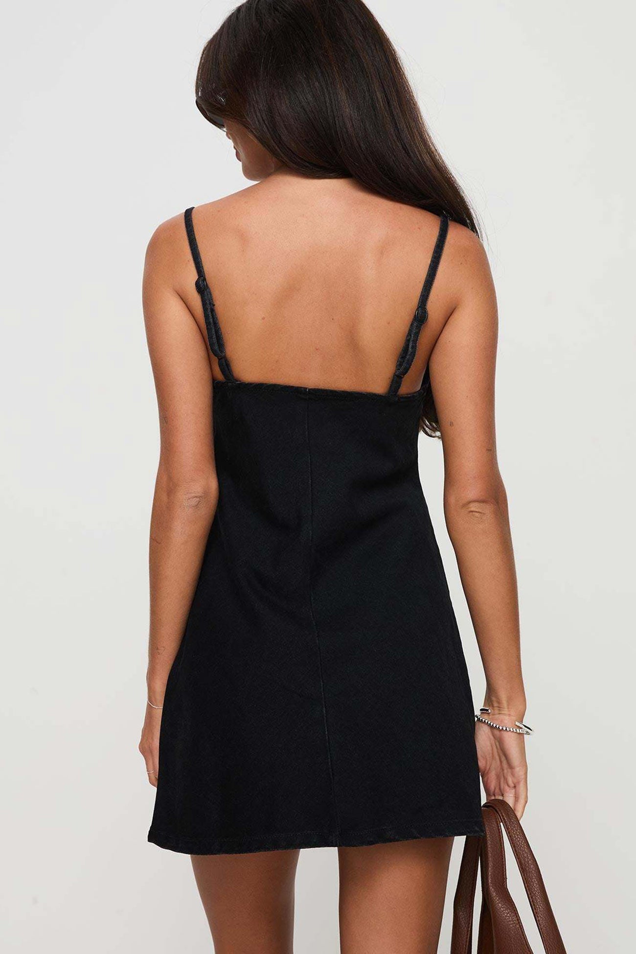 Low Cut A line Cami Denim Dress