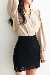 Lace High Waist Bodycon Skirt