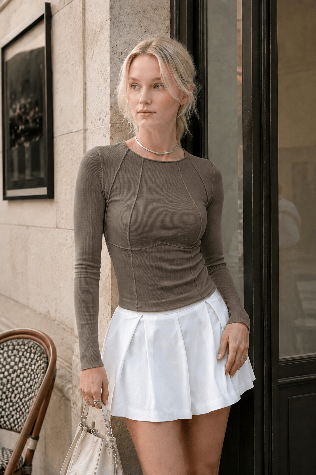 Basic Piping Graceful Long Sleeve Top