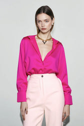 Lace Leather Panel Sheer Long Sleeve Chic Blouse