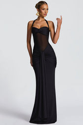 Mesh Panel Sash Maxi Dress 10