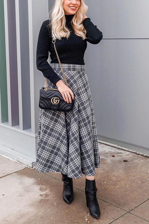 High Collar Knit Long Sleeve T Shirt